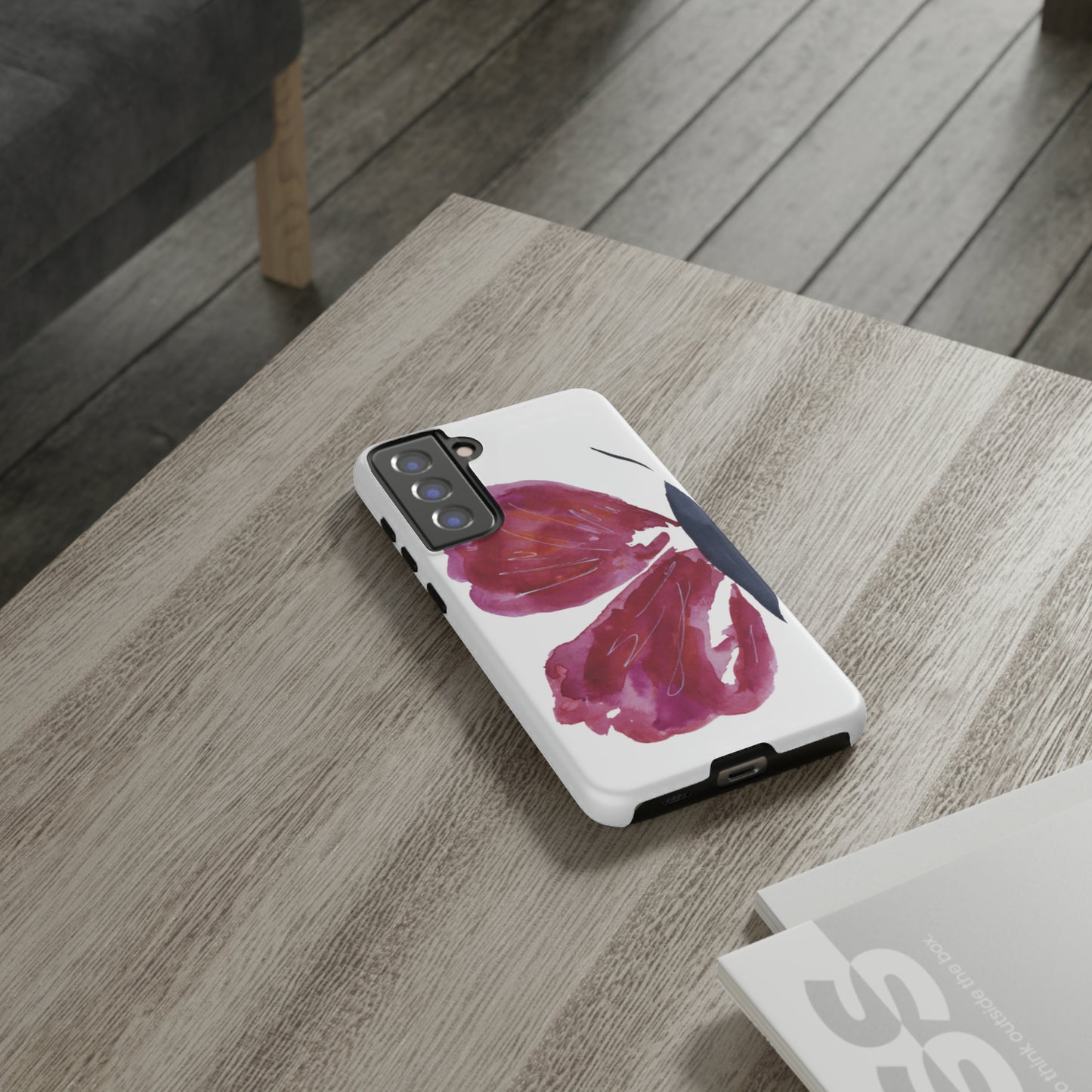 Beautiful Burgundy Butterfly Abstract Hand Painted Cute Phone Case - Tough Case