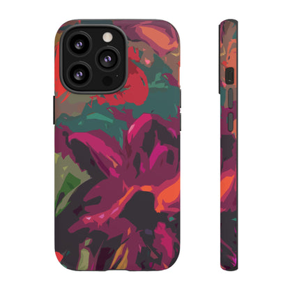 Hand Painted Abstract Colorful Burgundy Teal Orange Red Impact-Resistant Phone Cases