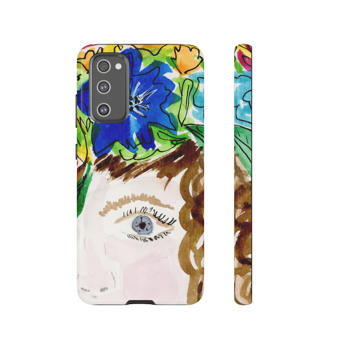 Vera | Hand Painted Girl with Flowers Headdress Colorful Case: Impact-Resistant Phone Cases