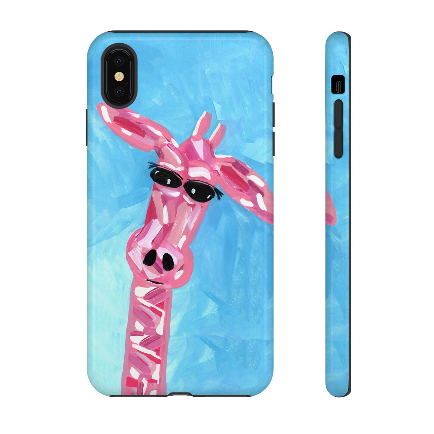 Bright Pink Giraffe Hand Painted Phone Case - Tough Cases