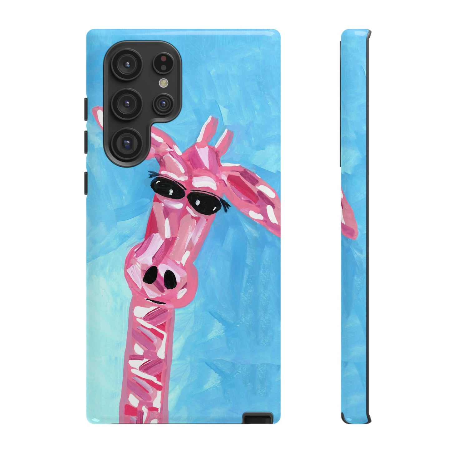 Bright Pink Giraffe Hand Painted Phone Case - Tough Cases