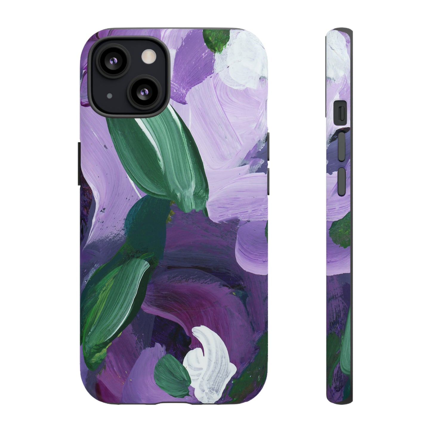 Purple Flowers Hand Painted Abstract Colorful Case: Impact-Resistant Phone Cases