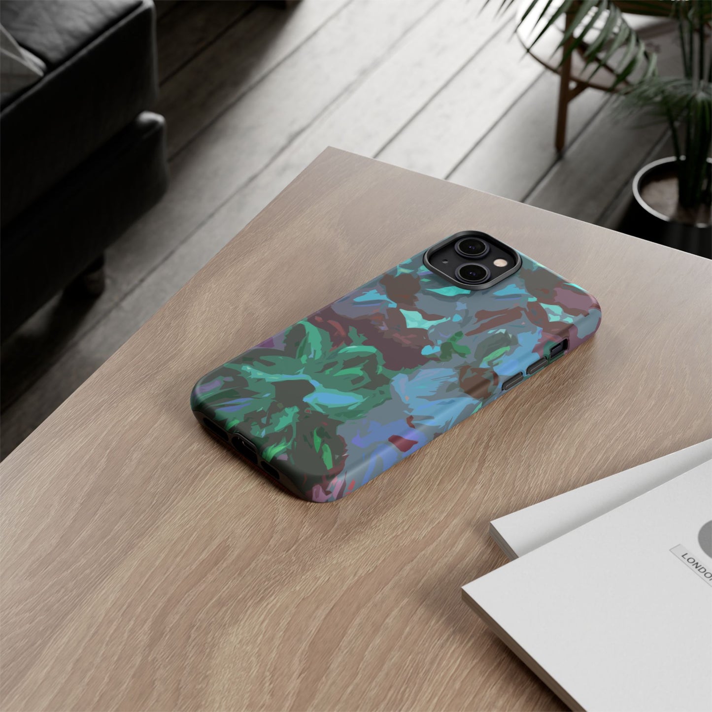 Hand Painted Abstract Colorful Teal Purple Green: Impact-Resistant Phone Case