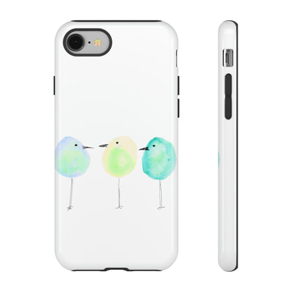 3 Watercolor Quirky Birds Hand Painted Phone Case - Tough Case