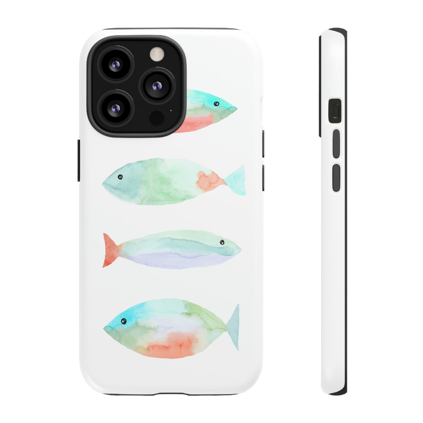 4 Watercolor Fish Hand Painted Cute Phone Case - Tough Case