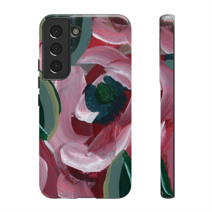 Burgundy Red Floral Hand Painted Abstract Colorful Case: Impact-Resistant Phone Cases