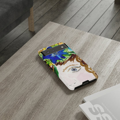 Vera | Hand Painted Girl with Flowers Headdress Colorful Case: Impact-Resistant Phone Cases