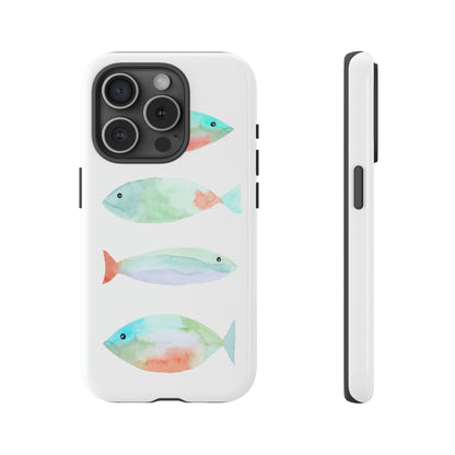 4 Watercolor Fish Hand Painted Cute Phone Case - Tough Case