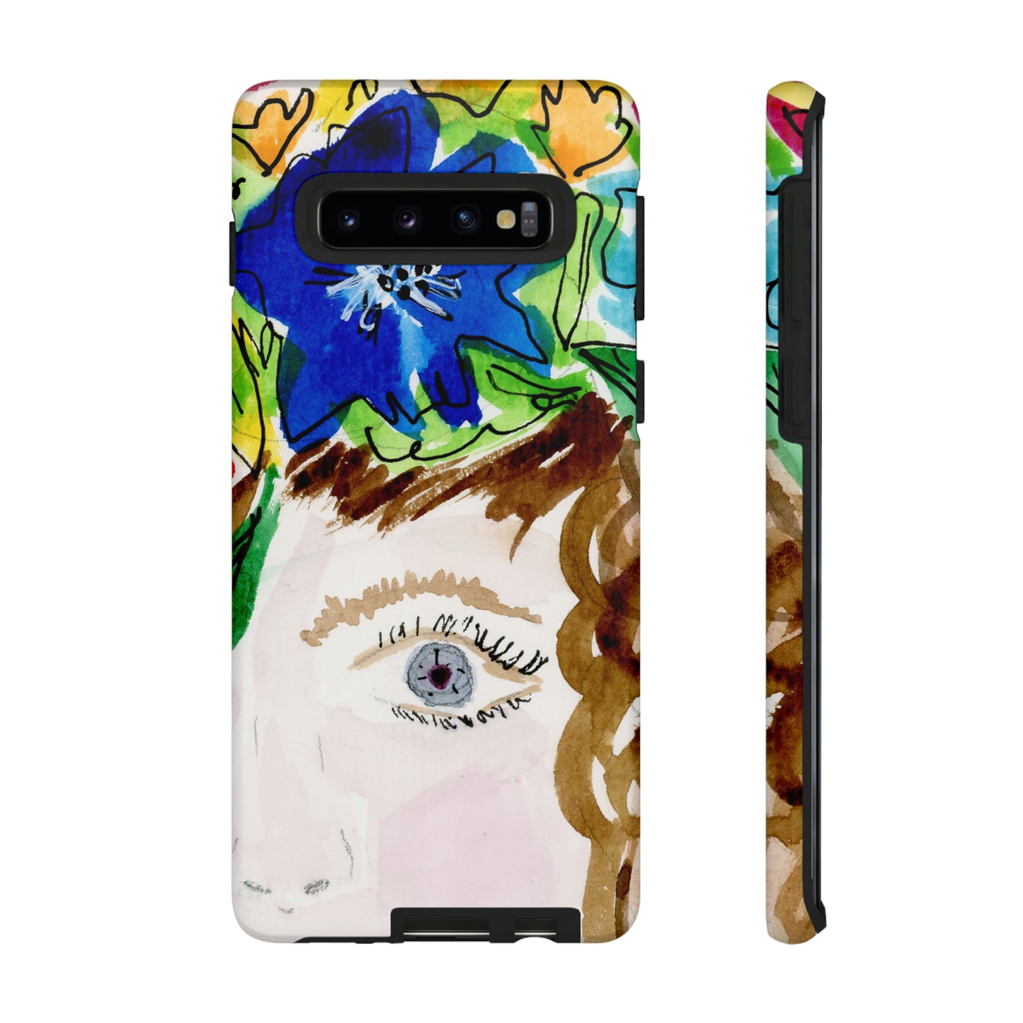 Vera | Hand Painted Girl with Flowers Headdress Colorful Case: Impact-Resistant Phone Cases