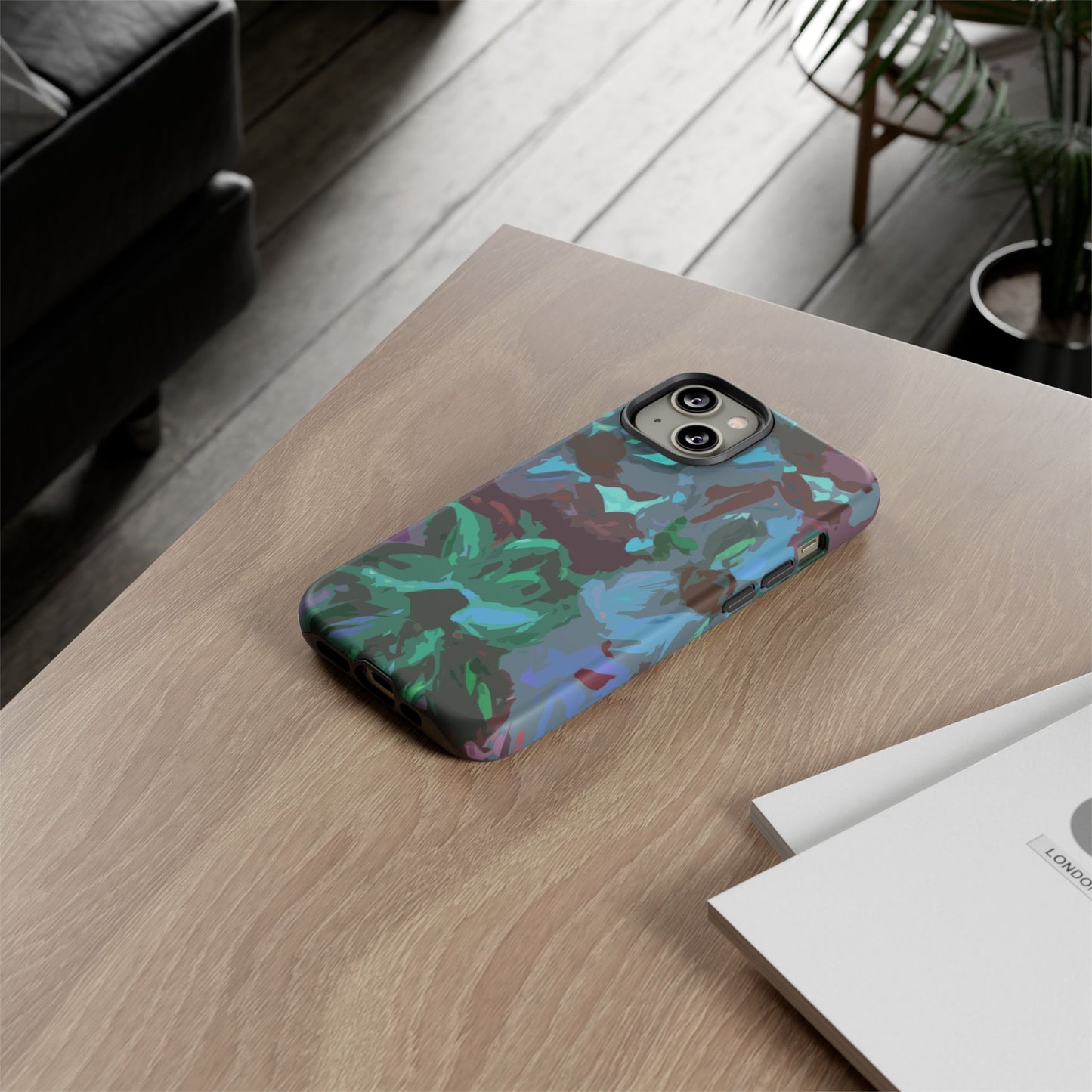 Hand Painted Abstract Colorful Teal Purple Green: Impact-Resistant Phone Case