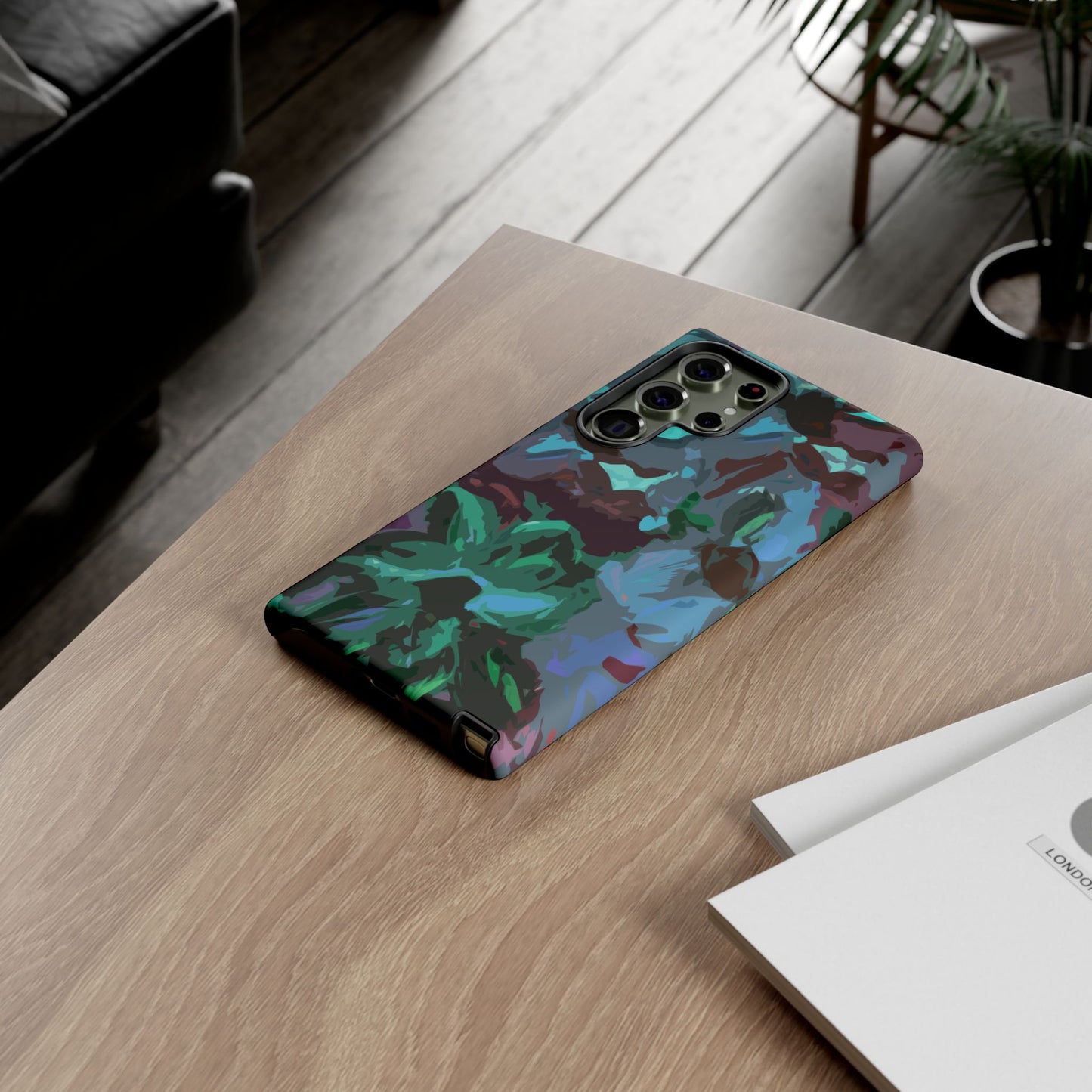 Hand Painted Abstract Colorful Teal Purple Green: Impact-Resistant Phone Case