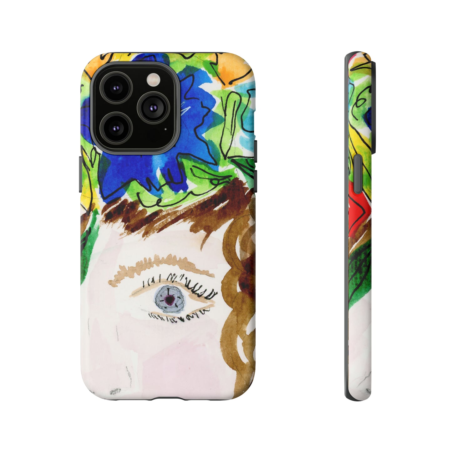 Vera | Hand Painted Girl with Flowers Headdress Colorful Case: Impact-Resistant Phone Cases