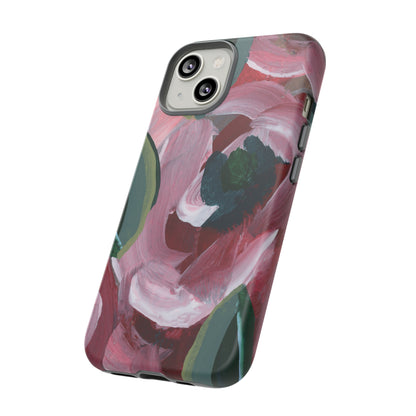 Burgundy Red Floral Hand Painted Abstract Colorful Case: Impact-Resistant Phone Cases