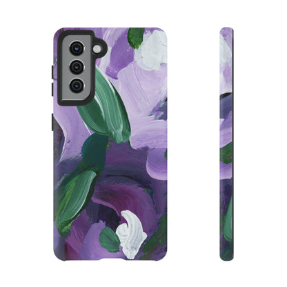 Purple Flowers Hand Painted Abstract Colorful Case: Impact-Resistant Phone Cases