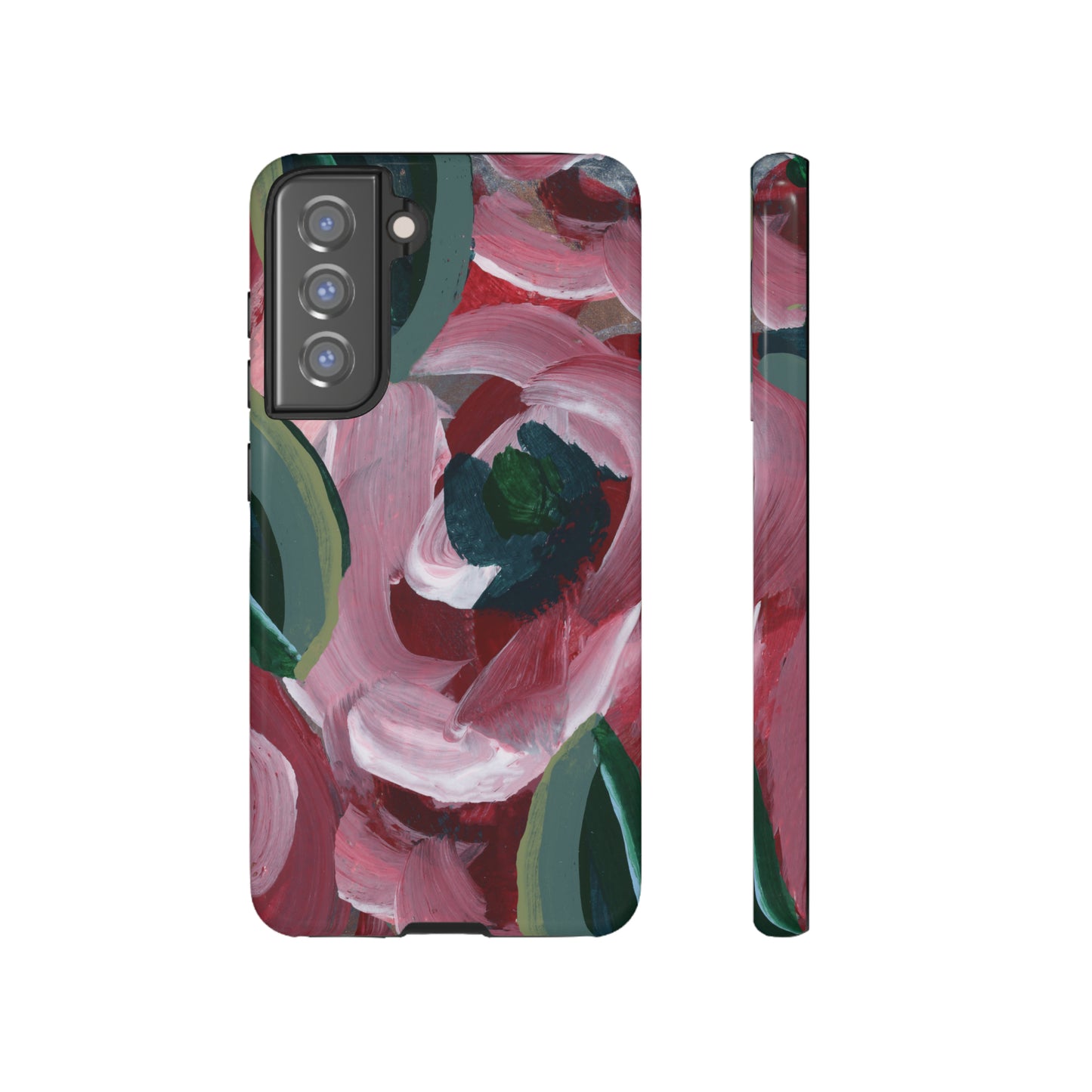 Burgundy Red Floral Hand Painted Abstract Colorful Case: Impact-Resistant Phone Cases