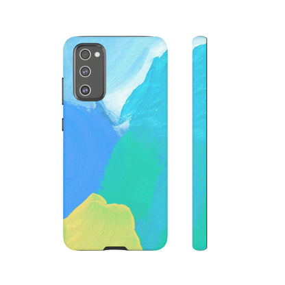 Hand Painted Abstract Blue Teal White Yellow Cute Phone Case - Tough Cases