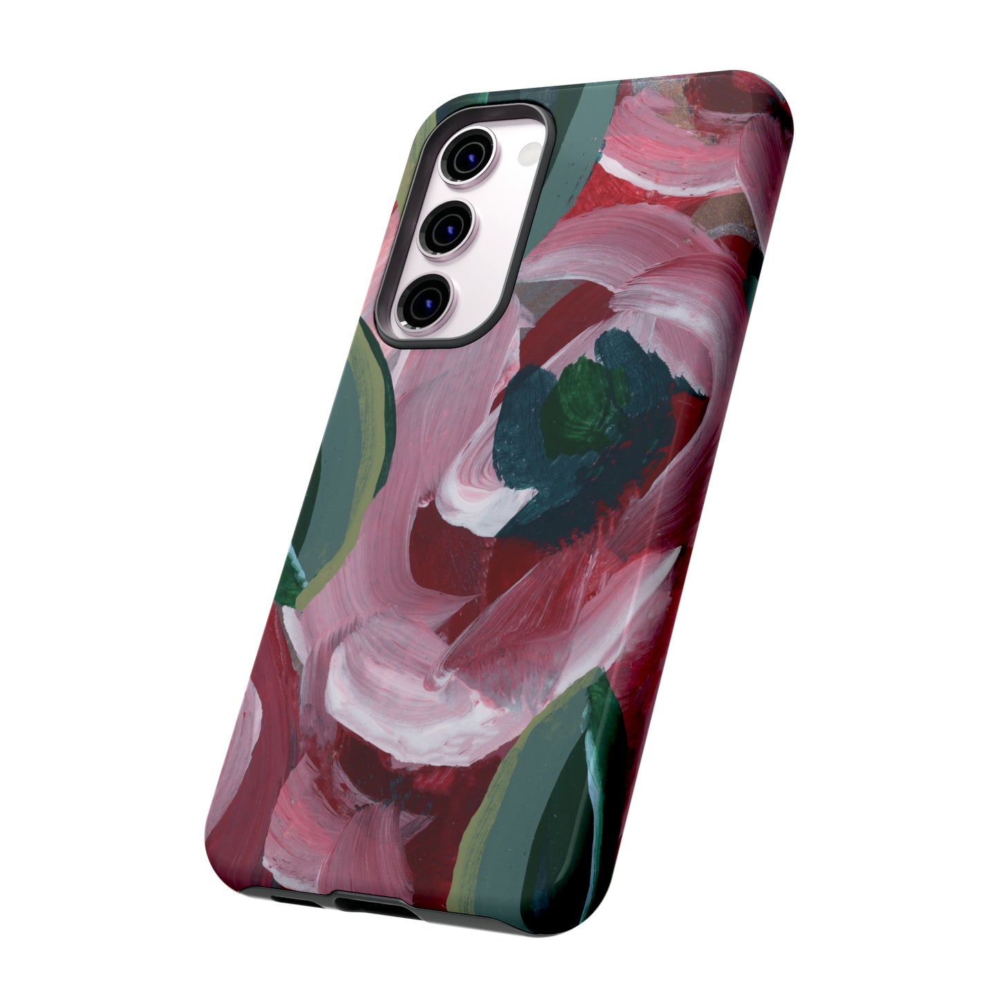 Burgundy Red Floral Hand Painted Abstract Colorful Case: Impact-Resistant Phone Cases