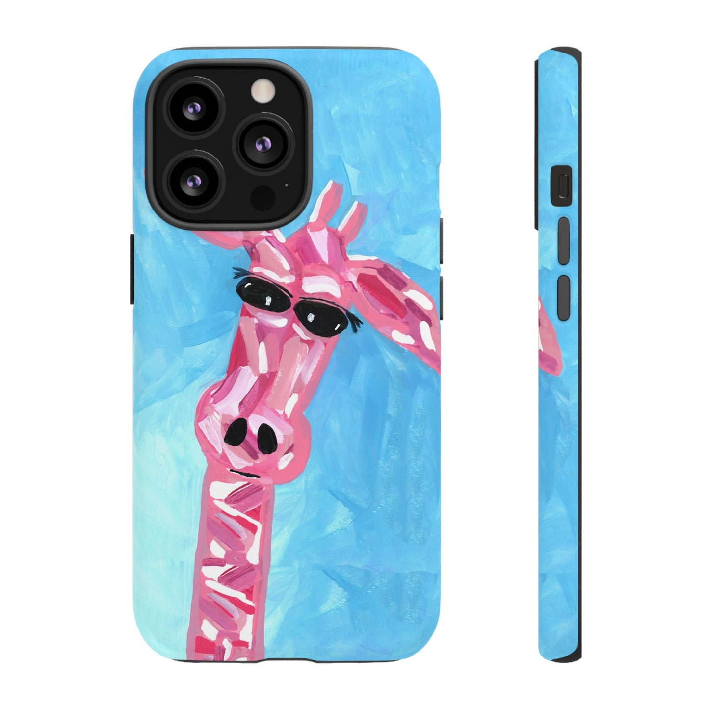 Bright Pink Giraffe Hand Painted Phone Case - Tough Cases