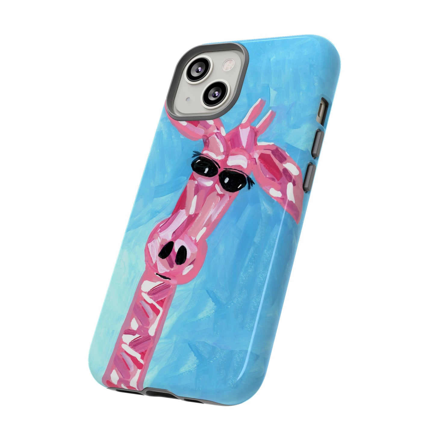 Bright Pink Giraffe Hand Painted Phone Case - Tough Cases