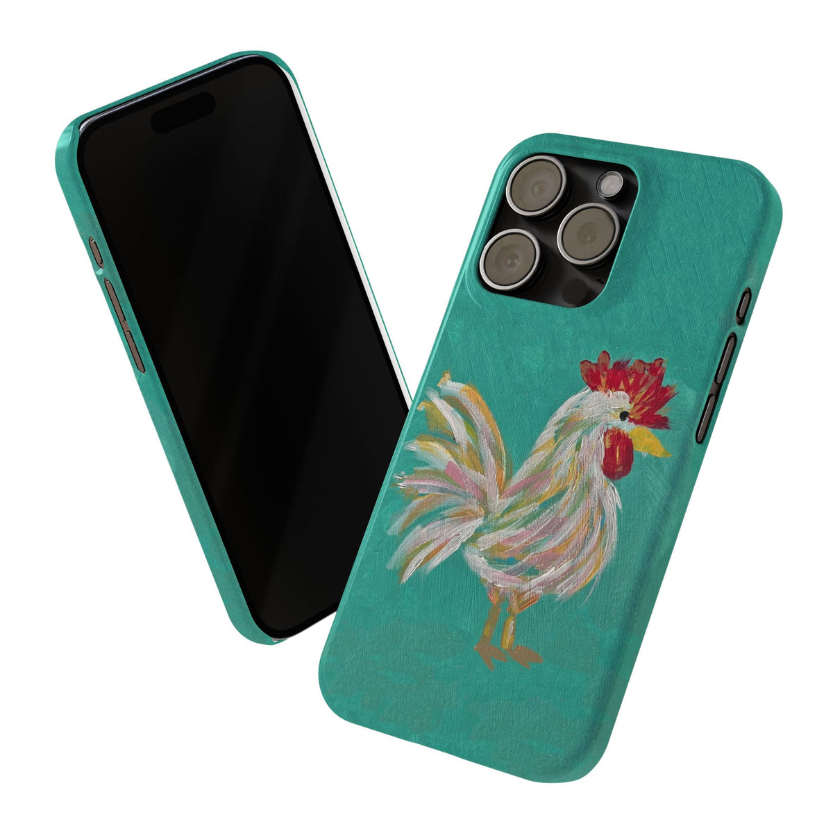 Phone Case hand painted chicken rooster digitized