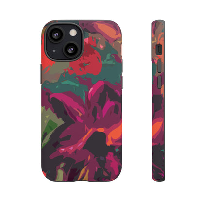 Hand Painted Abstract Colorful Burgundy Teal Orange Red Impact-Resistant Phone Cases