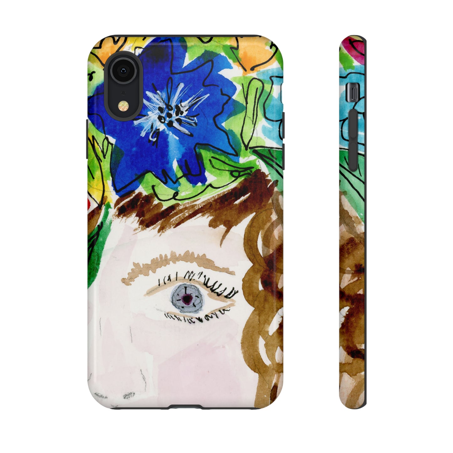 Vera | Hand Painted Girl with Flowers Headdress Colorful Case: Impact-Resistant Phone Cases