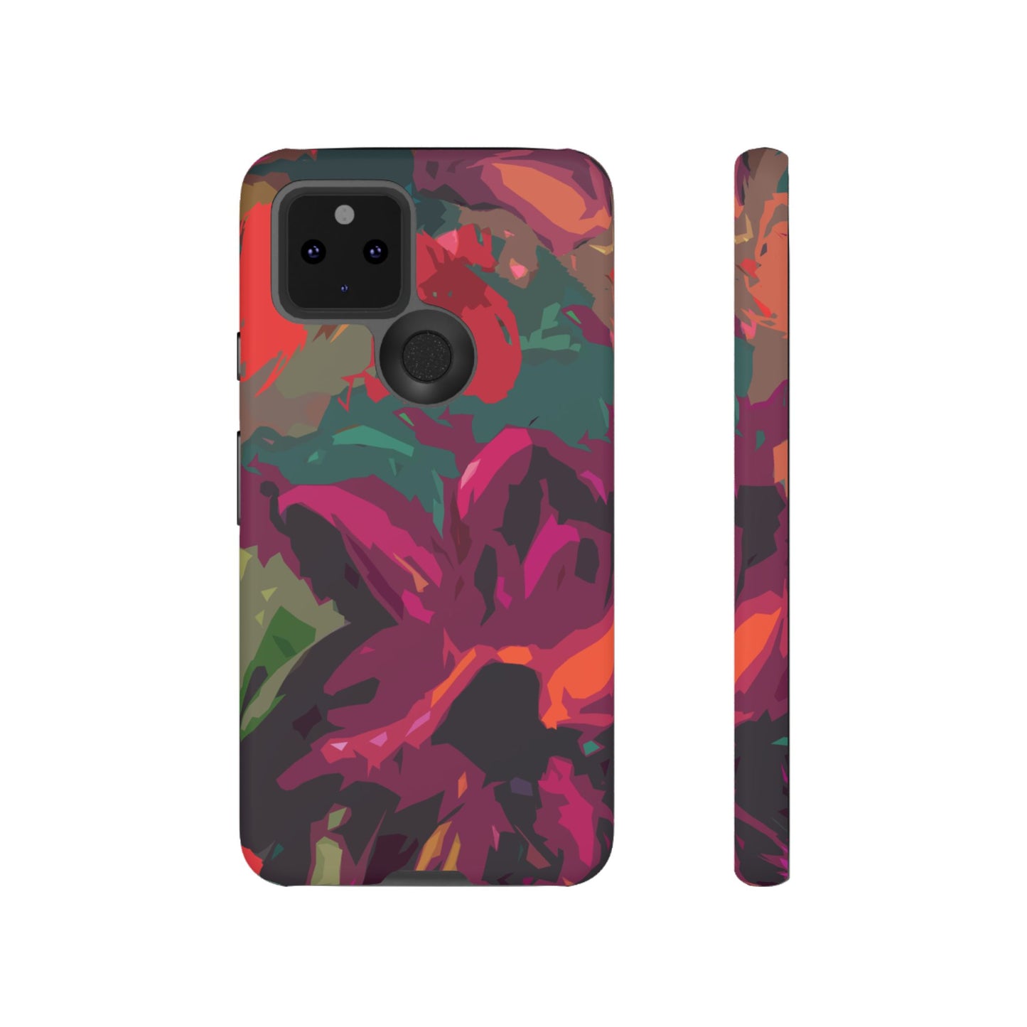 Hand Painted Abstract Colorful Burgundy Teal Orange Red Impact-Resistant Phone Cases