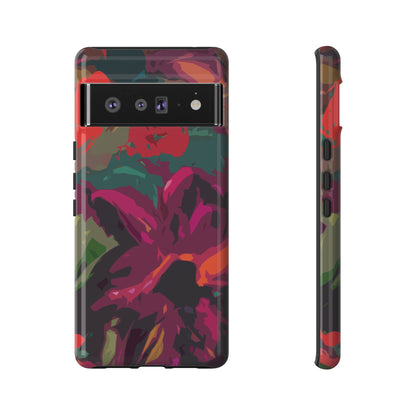 Hand Painted Abstract Colorful Burgundy Teal Orange Red Impact-Resistant Phone Cases