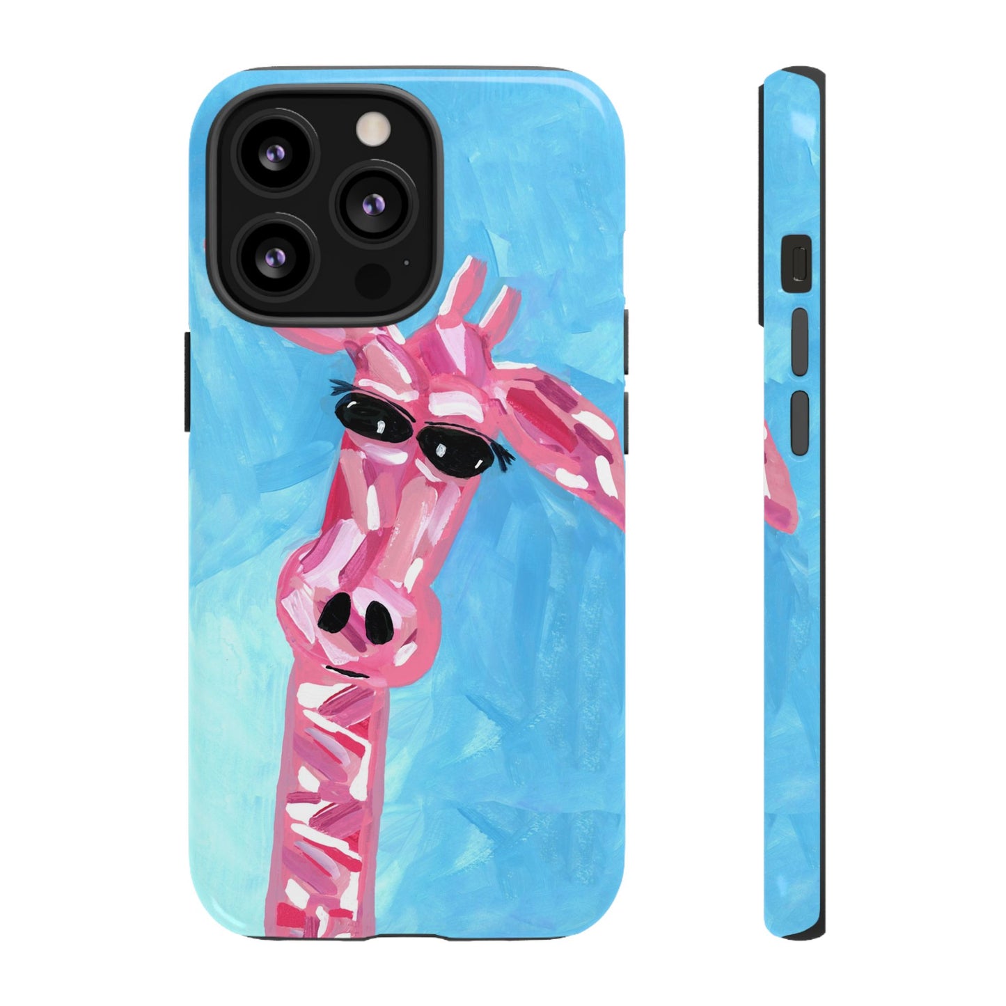 Bright Pink Giraffe Hand Painted Phone Case - Tough Cases