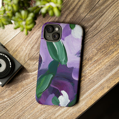 Purple Flowers Hand Painted Abstract Colorful Case: Impact-Resistant Phone Cases