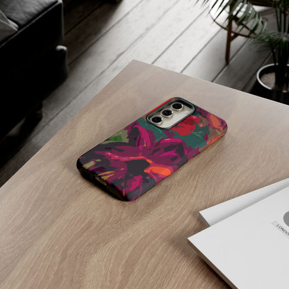 Hand Painted Abstract Colorful Burgundy Teal Orange Red Impact-Resistant Phone Cases