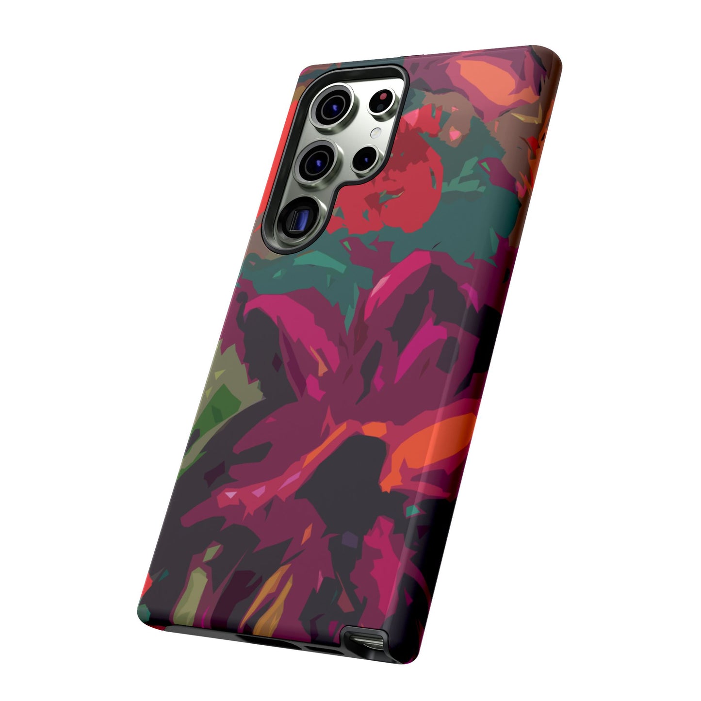 Hand Painted Abstract Colorful Burgundy Teal Orange Red Impact-Resistant Phone Cases