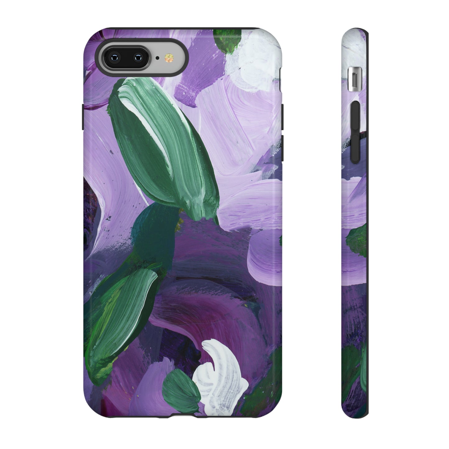 Purple Flowers Hand Painted Abstract Colorful Case: Impact-Resistant Phone Cases