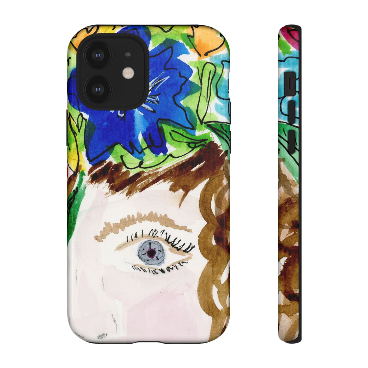 Vera | Hand Painted Girl with Flowers Headdress Colorful Case: Impact-Resistant Phone Cases