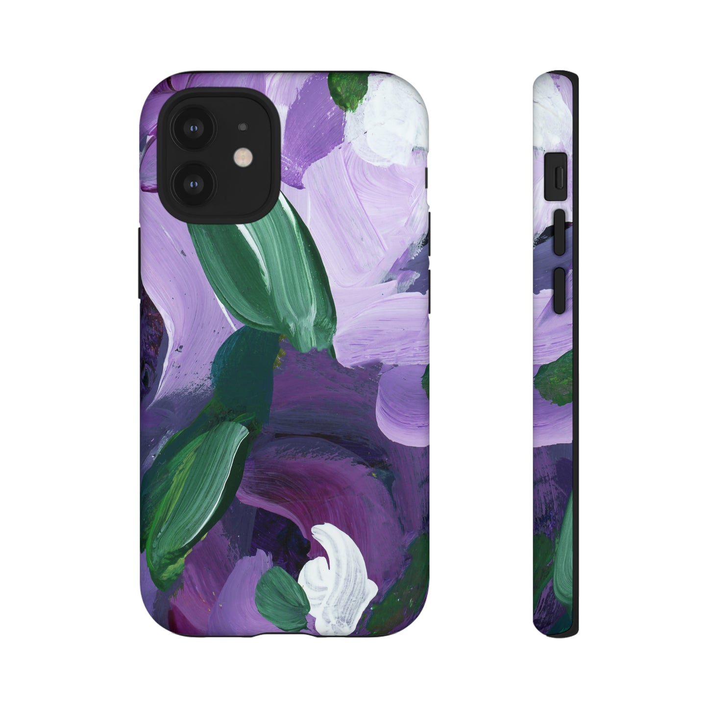 Purple Flowers Hand Painted Abstract Colorful Case: Impact-Resistant Phone Cases