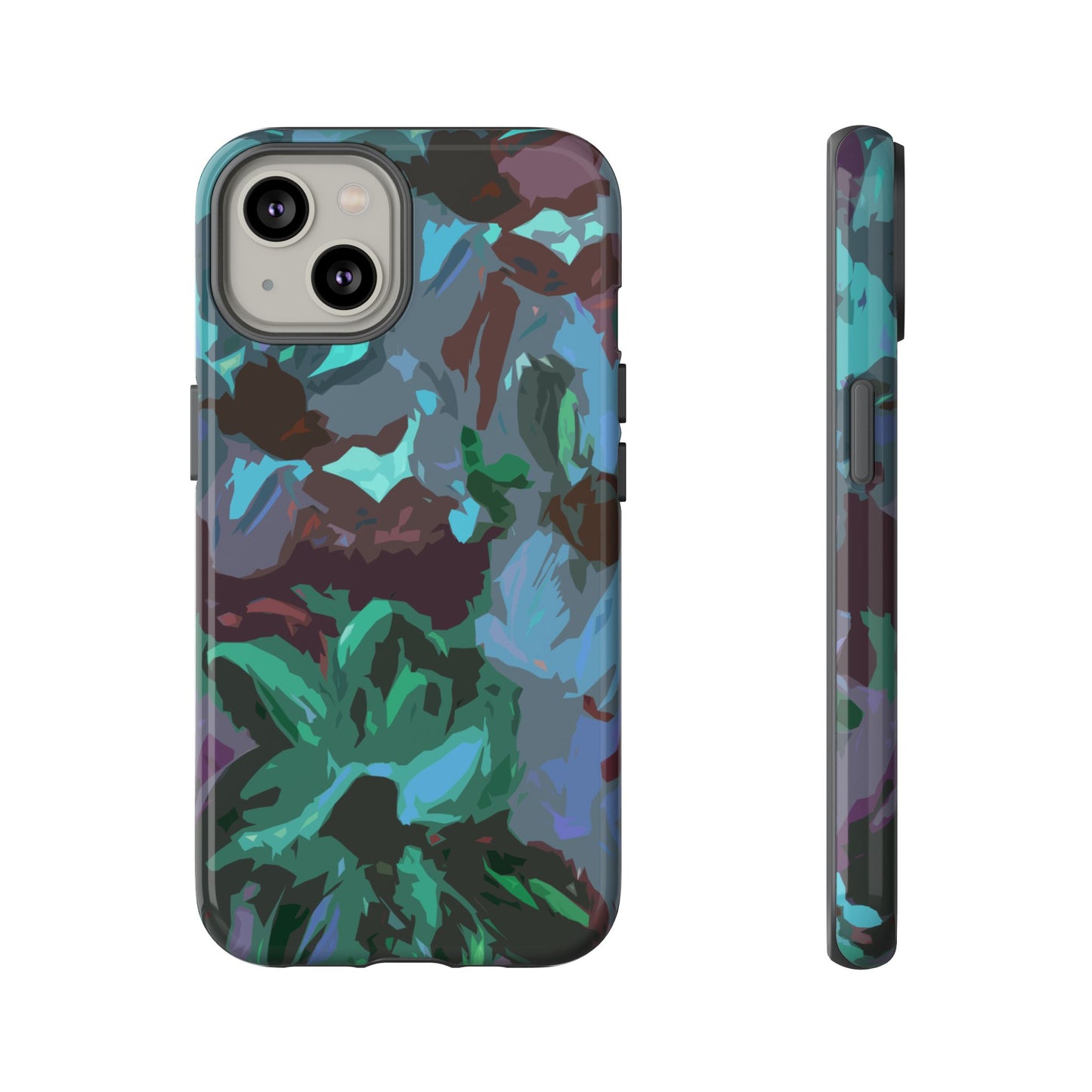 Hand Painted Abstract Colorful Teal Purple Green: Impact-Resistant Phone Case