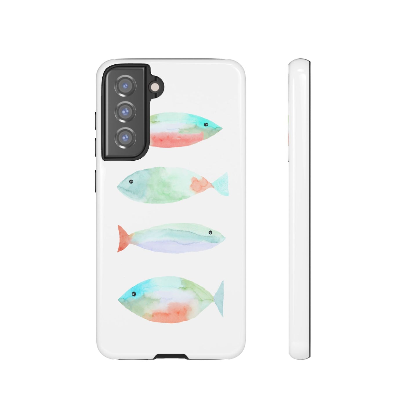 4 Watercolor Fish Hand Painted Cute Phone Case - Tough Case