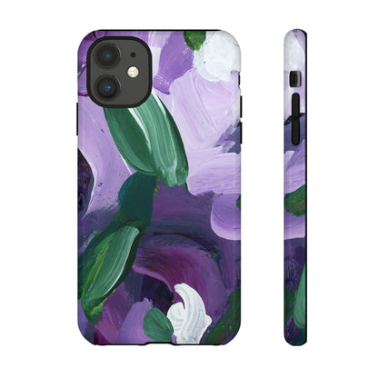 Purple Flowers Hand Painted Abstract Colorful Case: Impact-Resistant Phone Cases