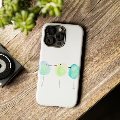 3 Watercolor Quirky Birds Hand Painted Phone Case - Tough Case