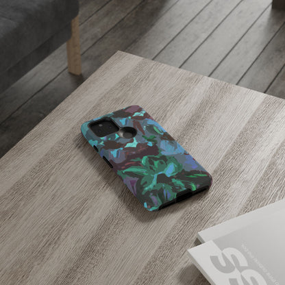 Hand Painted Abstract Colorful Teal Purple Green: Impact-Resistant Phone Case