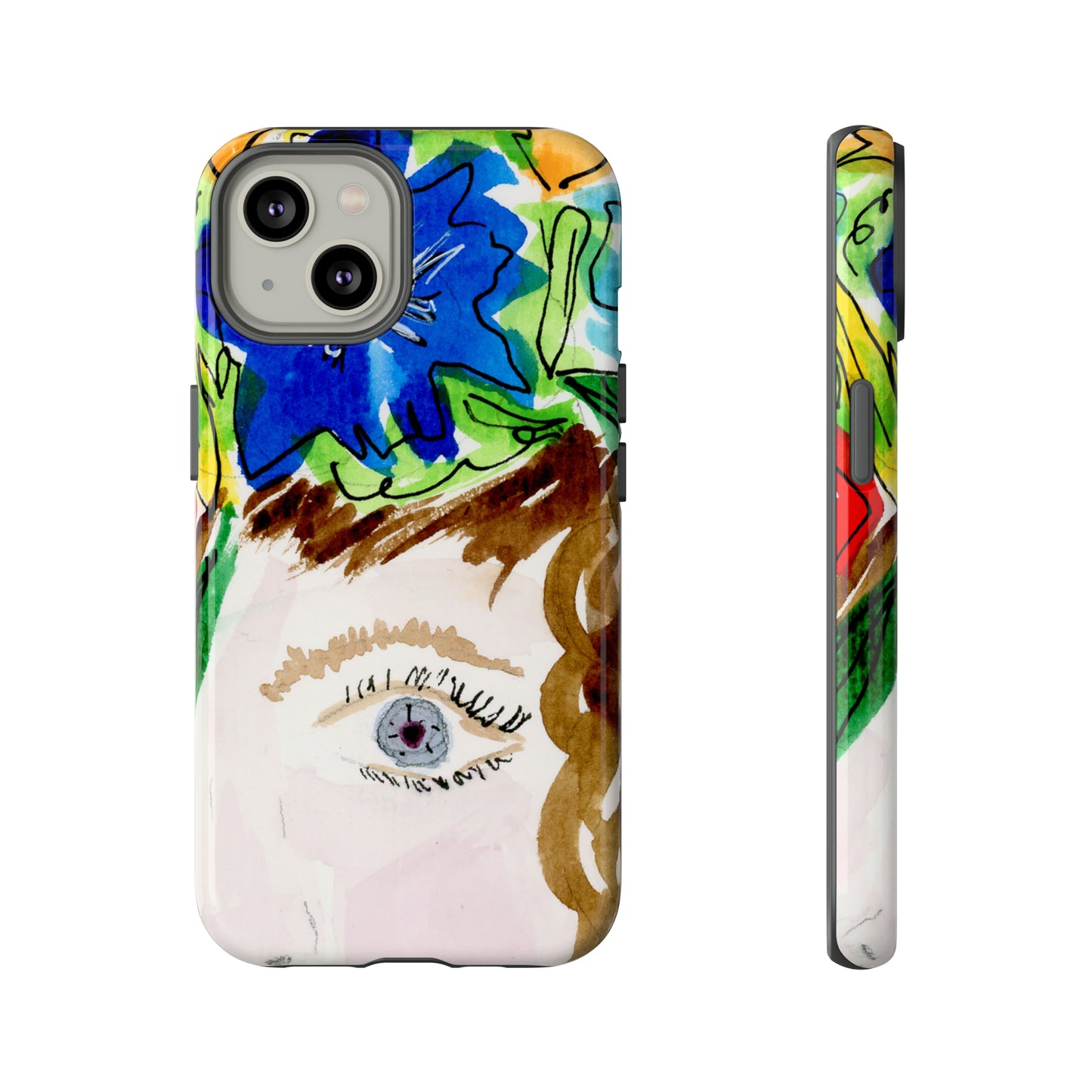 Vera | Hand Painted Girl with Flowers Headdress Colorful Case: Impact-Resistant Phone Cases