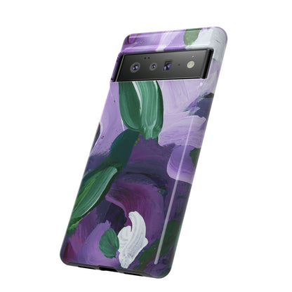 Purple Flowers Hand Painted Abstract Colorful Case: Impact-Resistant Phone Cases