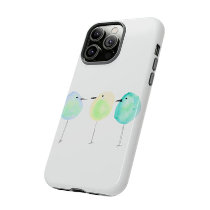 3 Watercolor Quirky Birds Hand Painted Phone Case - Tough Case