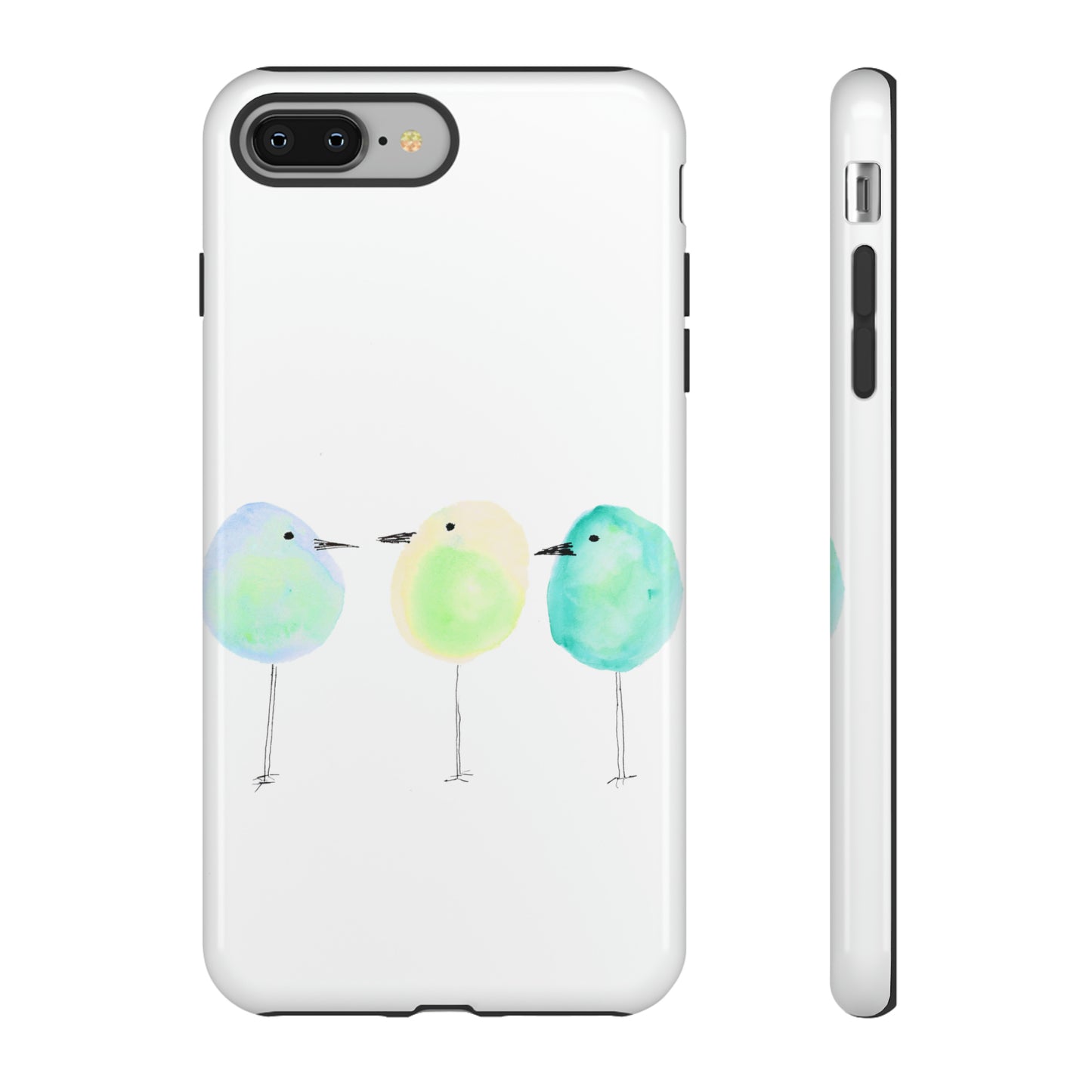 3 Watercolor Quirky Birds Hand Painted Phone Case - Tough Case