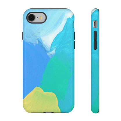 Hand Painted Abstract Blue Teal White Yellow Cute Phone Case - Tough Cases