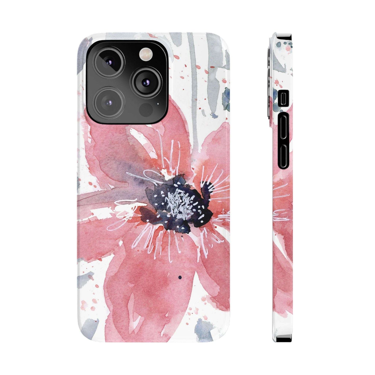 Watercolor Pink Flower Abstract Phone Case: Slim Case
