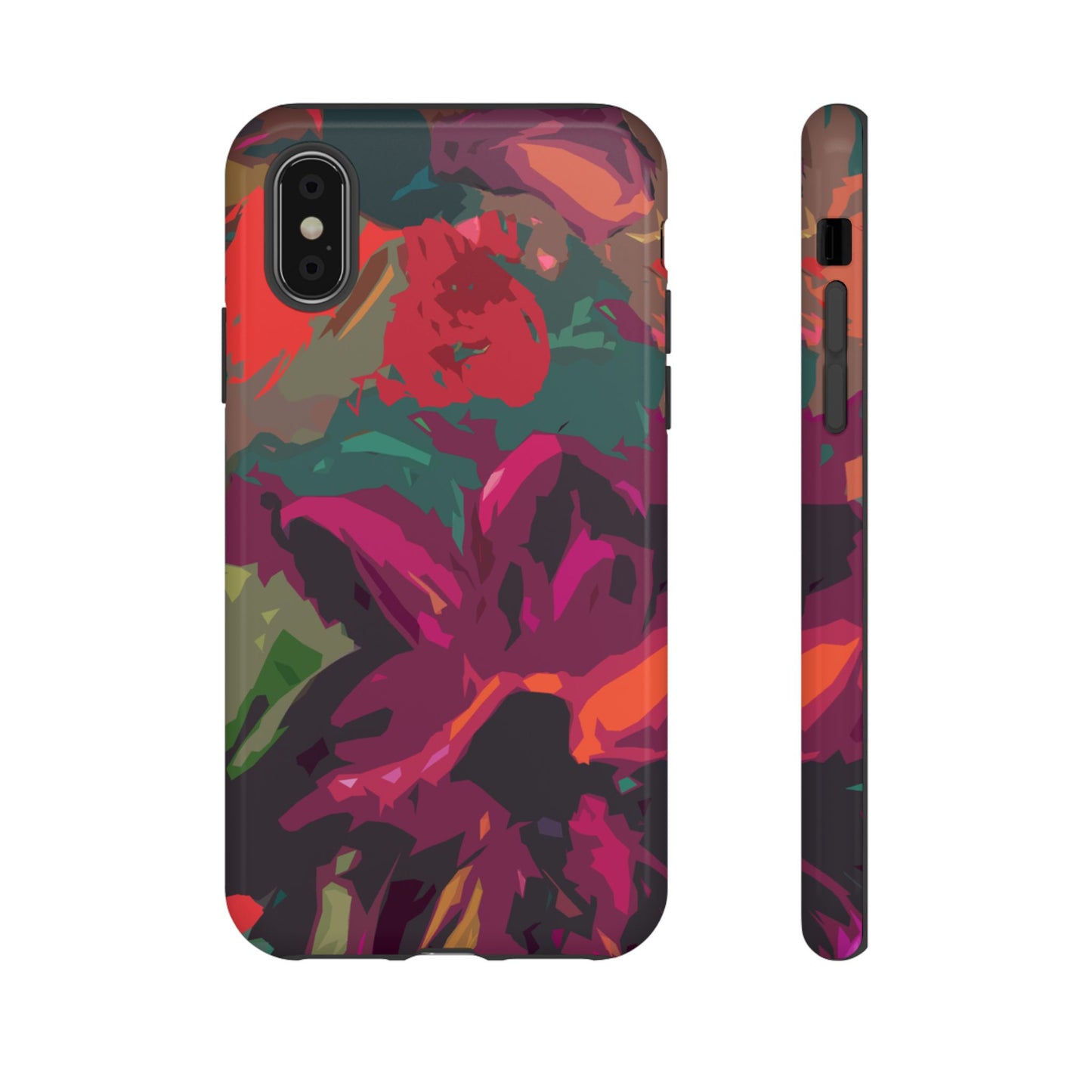 Hand Painted Abstract Colorful Burgundy Teal Orange Red Impact-Resistant Phone Cases