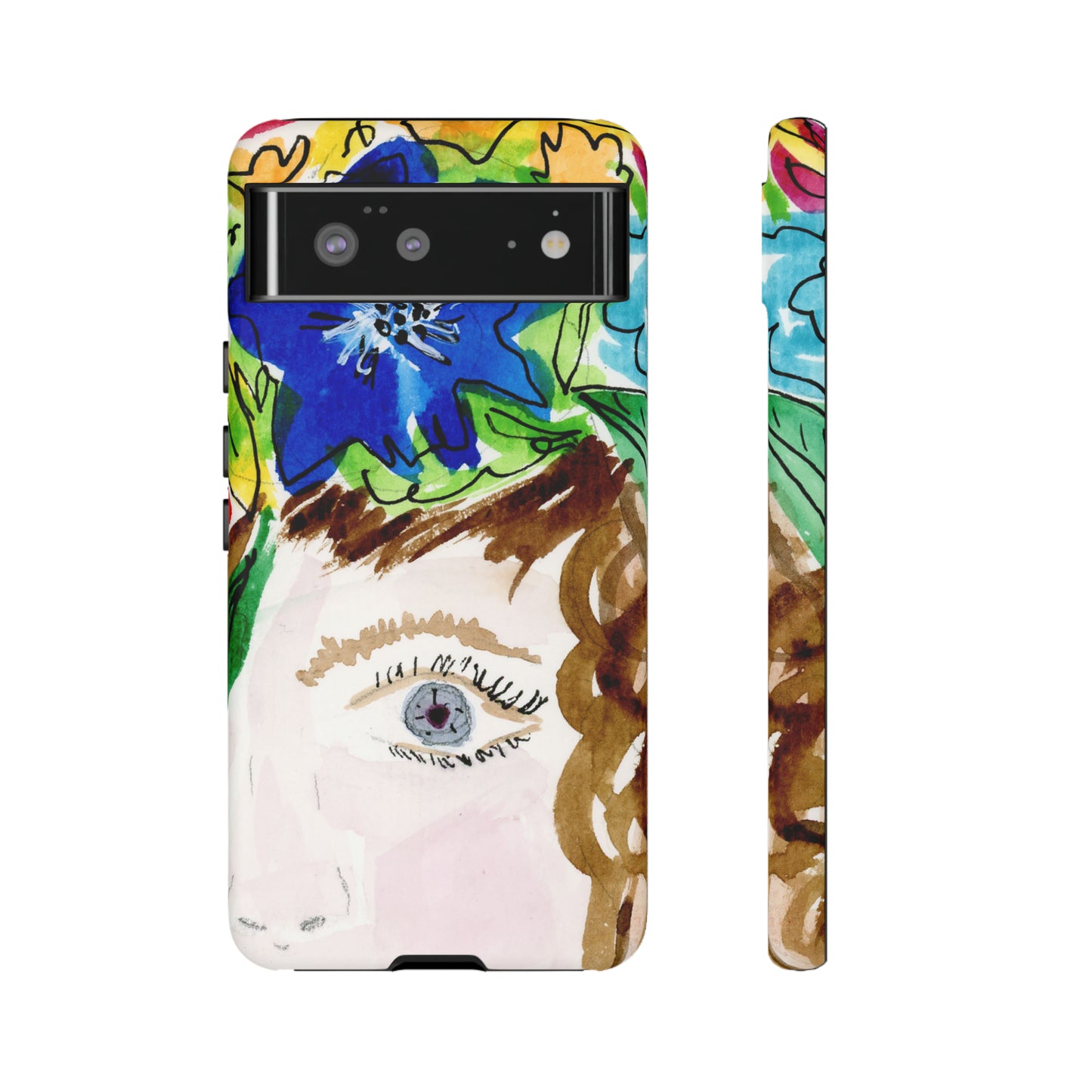 Vera | Hand Painted Girl with Flowers Headdress Colorful Case: Impact-Resistant Phone Cases