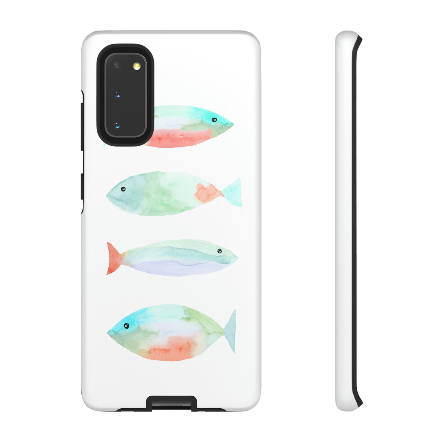 4 Watercolor Fish Hand Painted Cute Phone Case - Tough Case