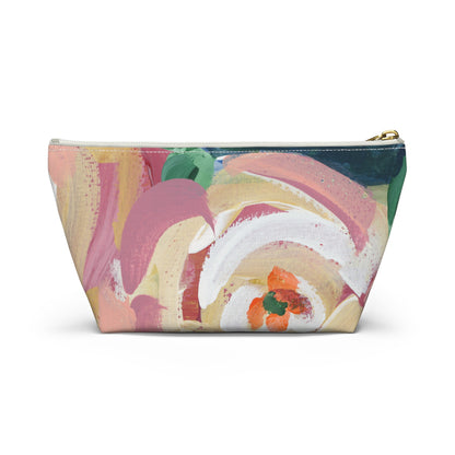 Bright Colorful Fun Abstract Art Cosmetic Makeup Bag in Pinks Corals